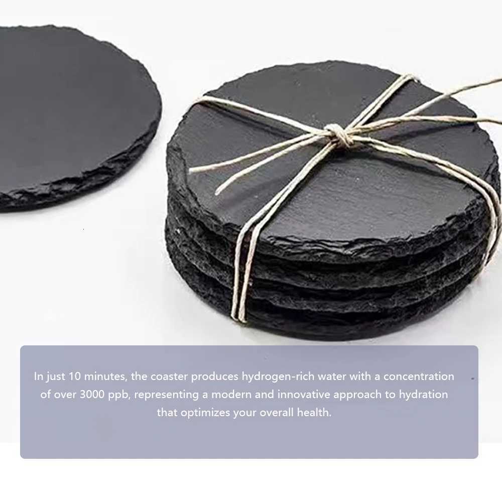 10Pcs Natural Slate Drink Coasters Round Black Stone Insulation Cup Coaster for Coffee Table Home Kitchen Bar C251122