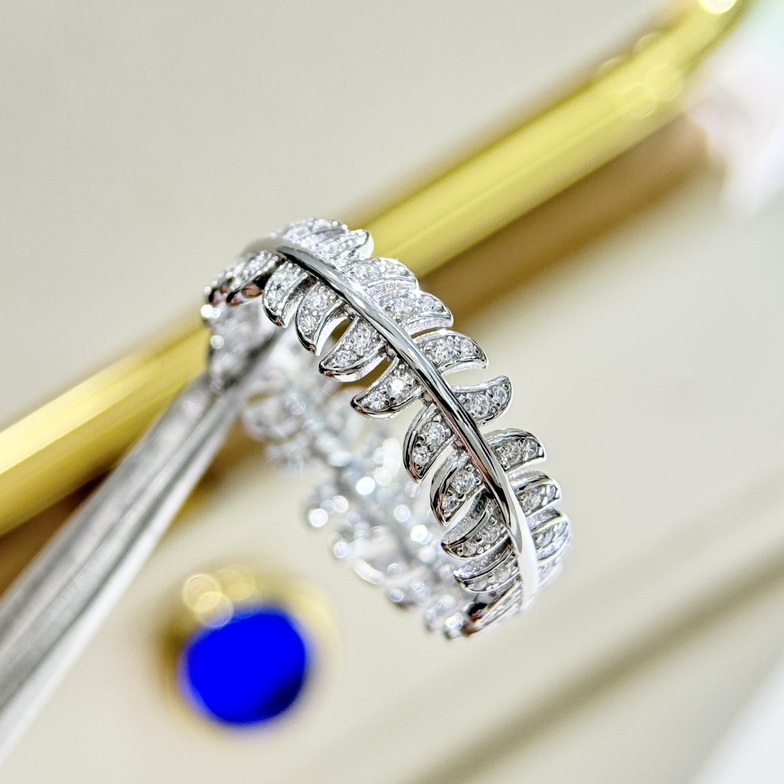 ADITA designer feather ring 925 silver gold plated 18K t0p quality for women 5678 size never fade with box 018
