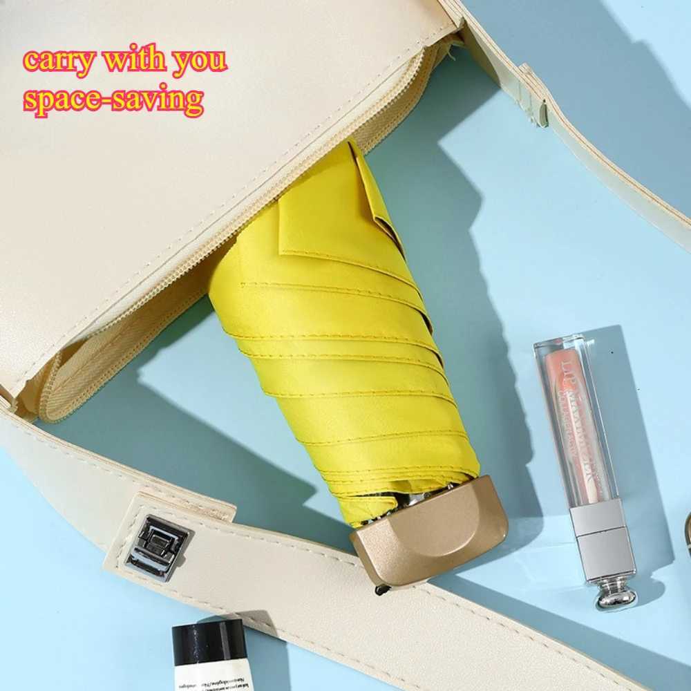 Flat Five Fold Umbrella Ultra Light Mini Umbrella Sun Umbrella Black Rubber Sun Protection Umbrella Compact Pocket UmbrellaM251122