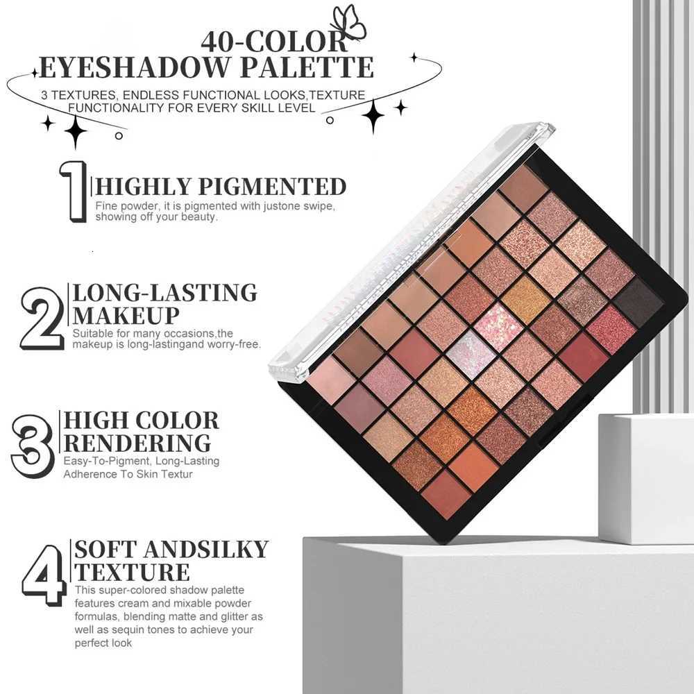 40 Color Eyeshadow Palette Purple Glitter Pearlescent Matte Eye Shadow Shimmer Makeup Long Lasting Women Beauty Eye CosmeticsT251122