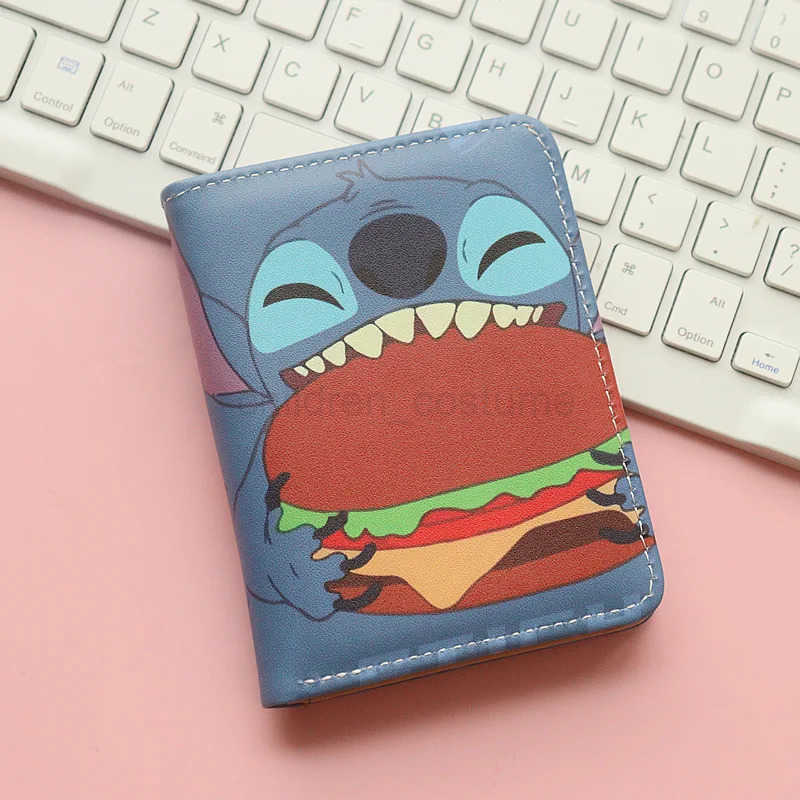 Disney Cartoon Leather Wallet for Boys Wallets for Girls Kids Wallet Cute Kawaii Stitch Credit ID Card Slim Bifold Coin Purses W250623