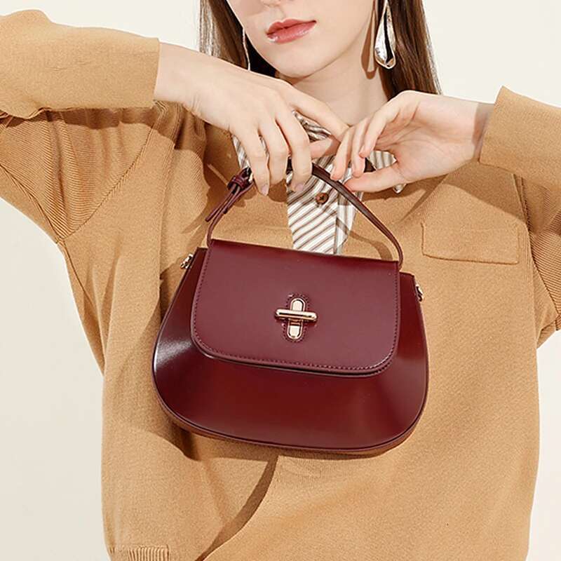 Hifashion Genuine Leather Saddle Small Shoulder Crossbody Bags For Women Trend Designer Purses Tote Ladies Handbags Bag Bag