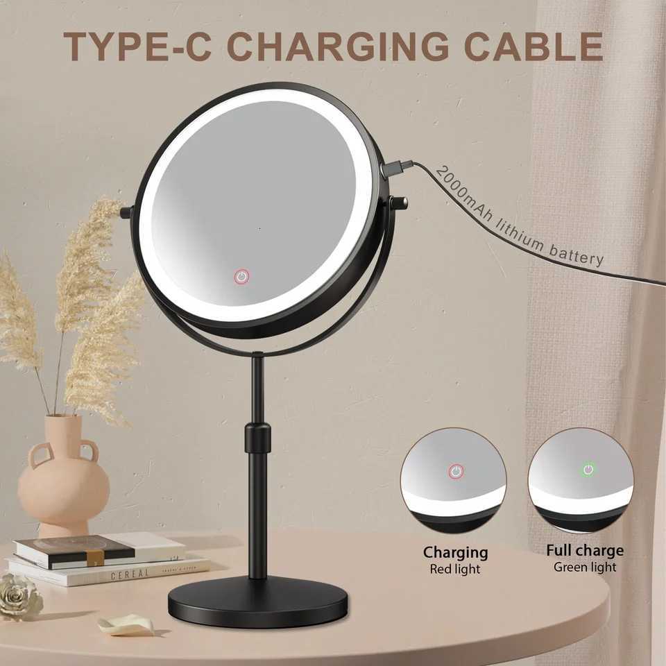 85 Inch Makeup Mirror With Light Lamp 10X Magnification 3 Color LightsAdjustable Brightness Height Standing Cosmetic Mirror M251122