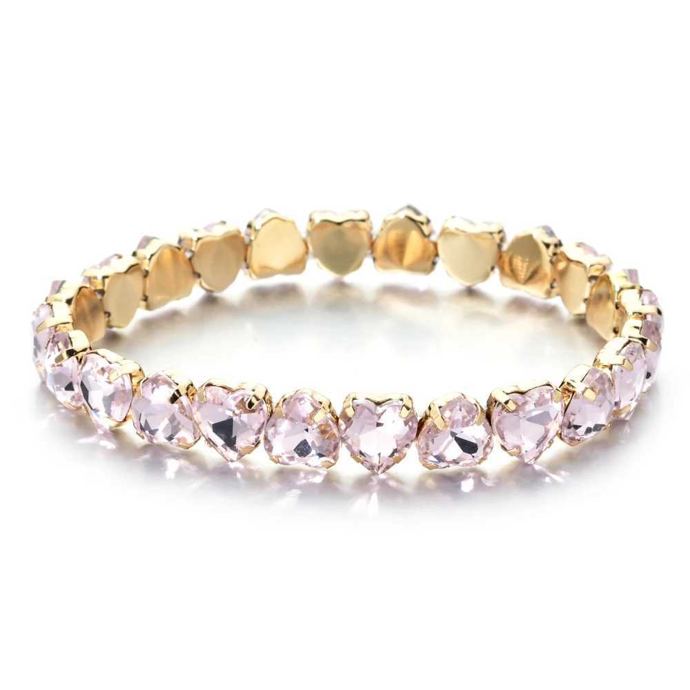 ZMZY Elegant Crystal Rhinestone Love Heart Bracelet For Women Charm Bracelets Gold Color Jewelry J251122