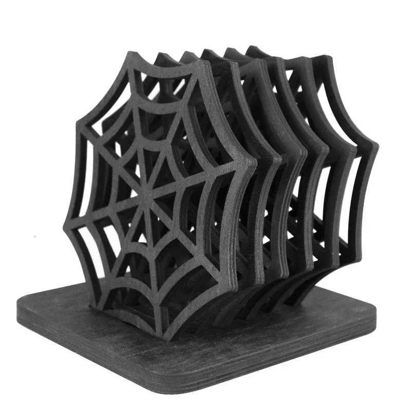 Halloween Wooden Spider Web Coaster Set Creative Hollow Desktop Coasters and Bowl Mats Festival Party Table Decoration Ornaments C251122