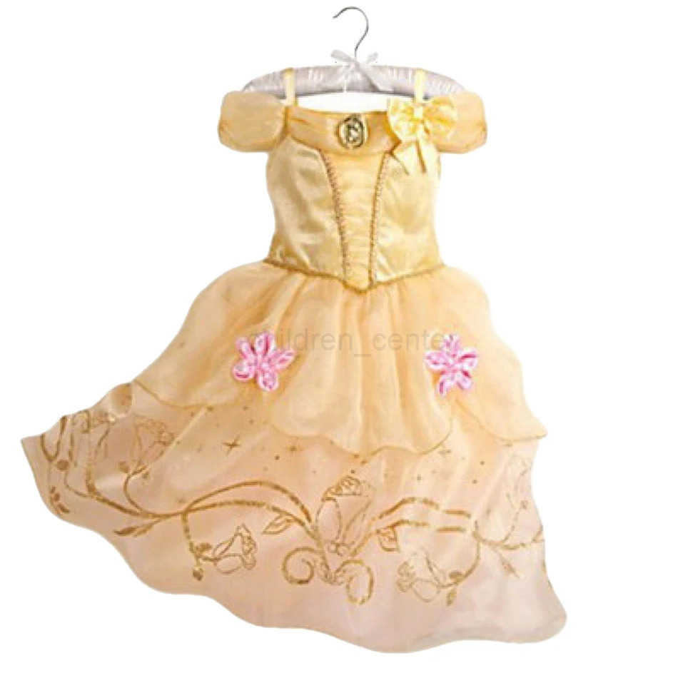 Disney Girl Princess Dress Children Cinderella Snow White Aurora Long Hair Princess Halloween Costume Childrens Birthday Party Dress W20250421