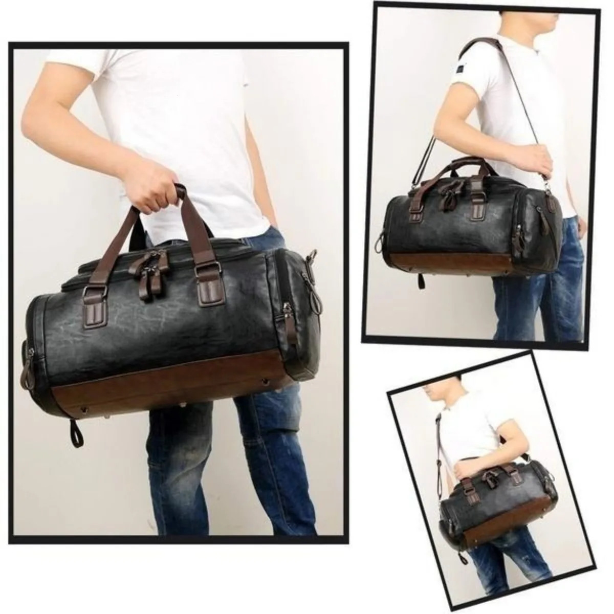 Men High Quality Travel Weekender Bags Gym Bag Leather Overnight Duffel Bag Sports Luggage Tote Duffle for Men 250417