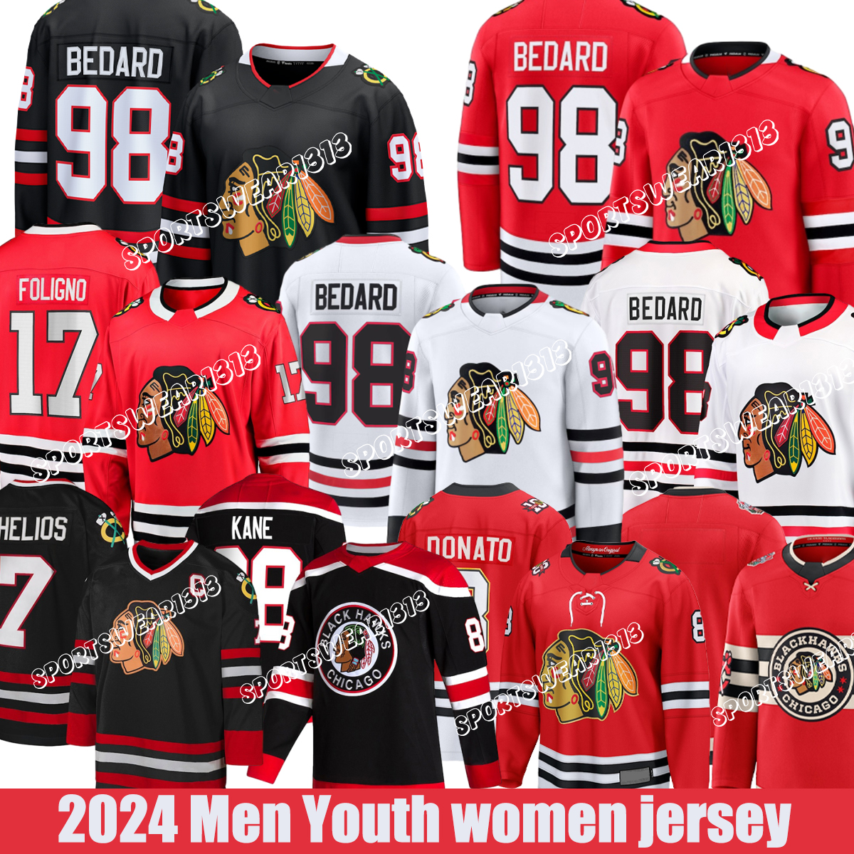 98 Conor Bedard jersey blackhawkss jersey Ryan Donato Jersey Teuvo Teravainen Artyom Levshunov Jonathan Toews jersey Pat Maroon Seth Jones Vlasic hockey jerseys