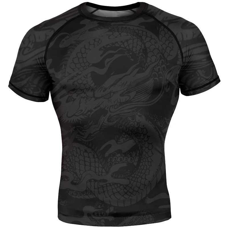 Mma clothing boxing compression shirt mens sports shirt 3D dragon print Muay Thai fast drying sports training T-shirt top W250422