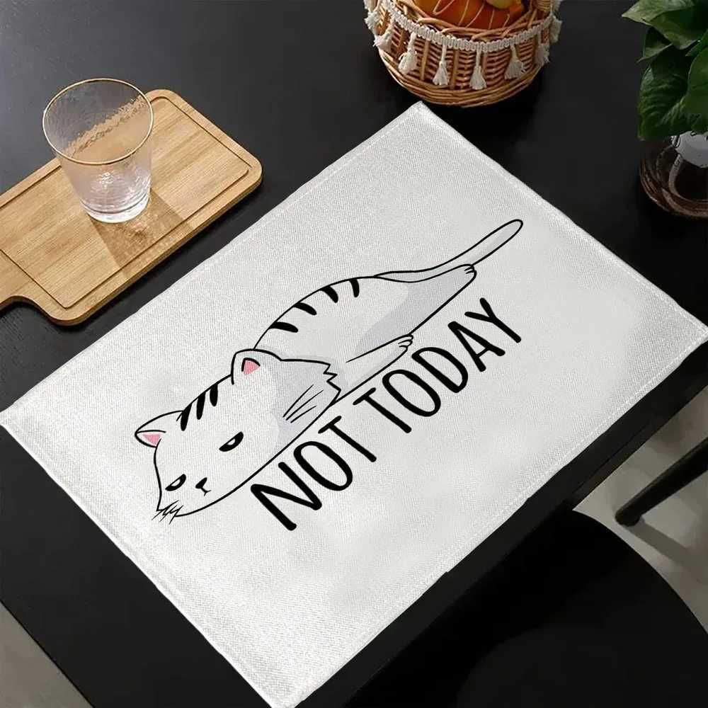 1/4/8PC Aesthetic Cute Cat Placemats Summer Floral and Herbs Plastic Washable Place MatsWatercolor Flower Table Mats C251122