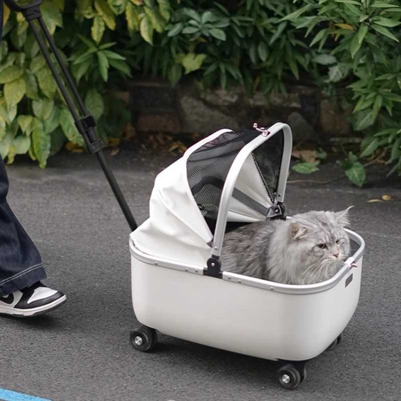 Stylish Pet Stroller for Dogs and Cats Large Capacity Cat Travel Carrier Telescopic Pull Rod Dog Trolley Spacious Pet Push CartM251122