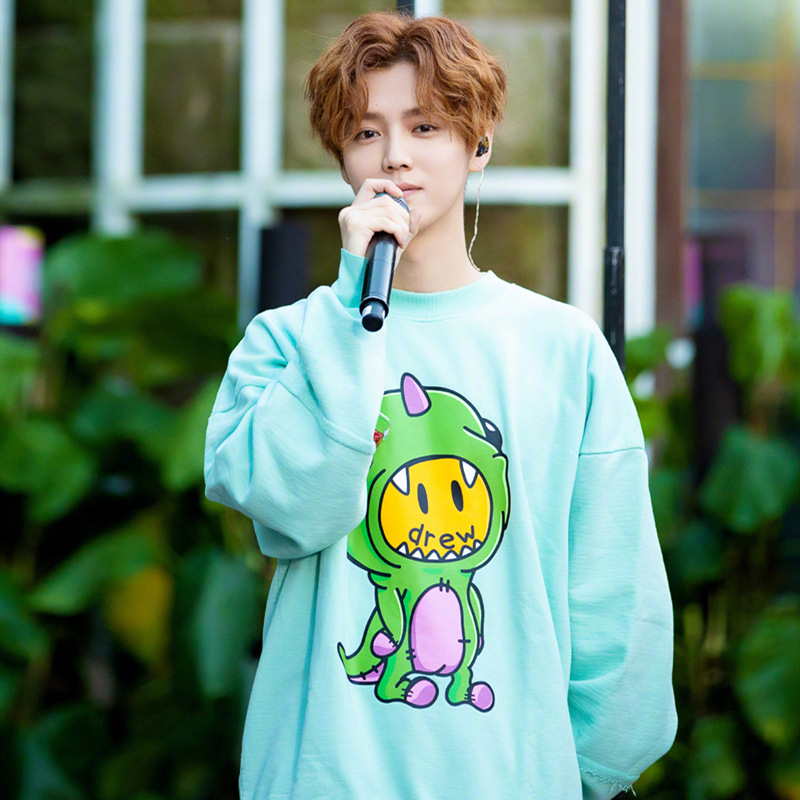 Drew House DREW Smiling Dinosaur Internet Celebrity Men's and Women's Couple High Street Round Neck Pullover Long Sleeve Hoodie Trend