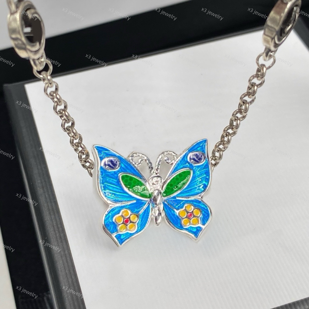 Pendant Necklace Gu Crystal Letters Pearl Designer Jewelry for Women Butterfly Retro Vintage Plated Gold Chain Necklaces Mens Enamel Gifts