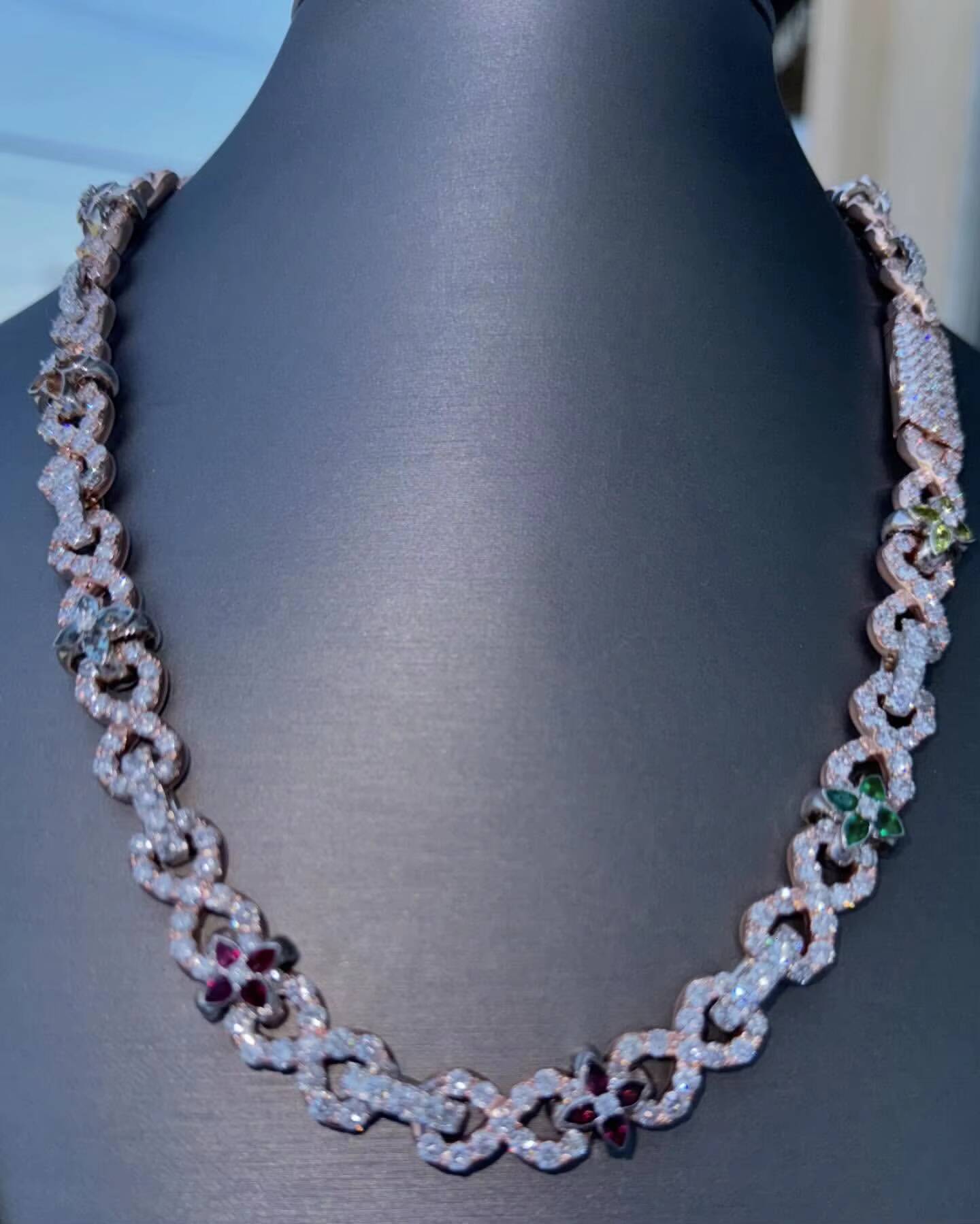 20mm Real VVS Moissanite Mosaic Cuban Link Chain 925 Silver VVS Diamond Chain BustDown Cuban Necklace Rapper Miami Cuban Chain