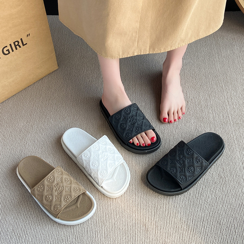 Free shipping design: Casual and versatile couple slippers, popular for both men and women, thick-soled sponge cake, soft-soled anti-slip, niche cool 