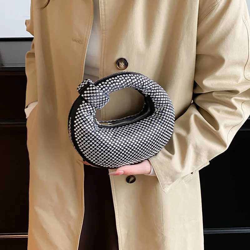 PC Solid Color Zipper Diamonds Mini Evening Bags 2026 High Quality Party Bags Exquisite Niche Design Versatile Womens Handbags K251121