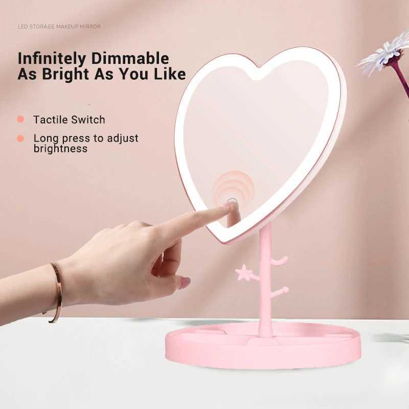 Mirror Makeup Mirror Led With Light Student Female Makeup Mirror Dormitory Desktop Storage Makeup Mirror M251122