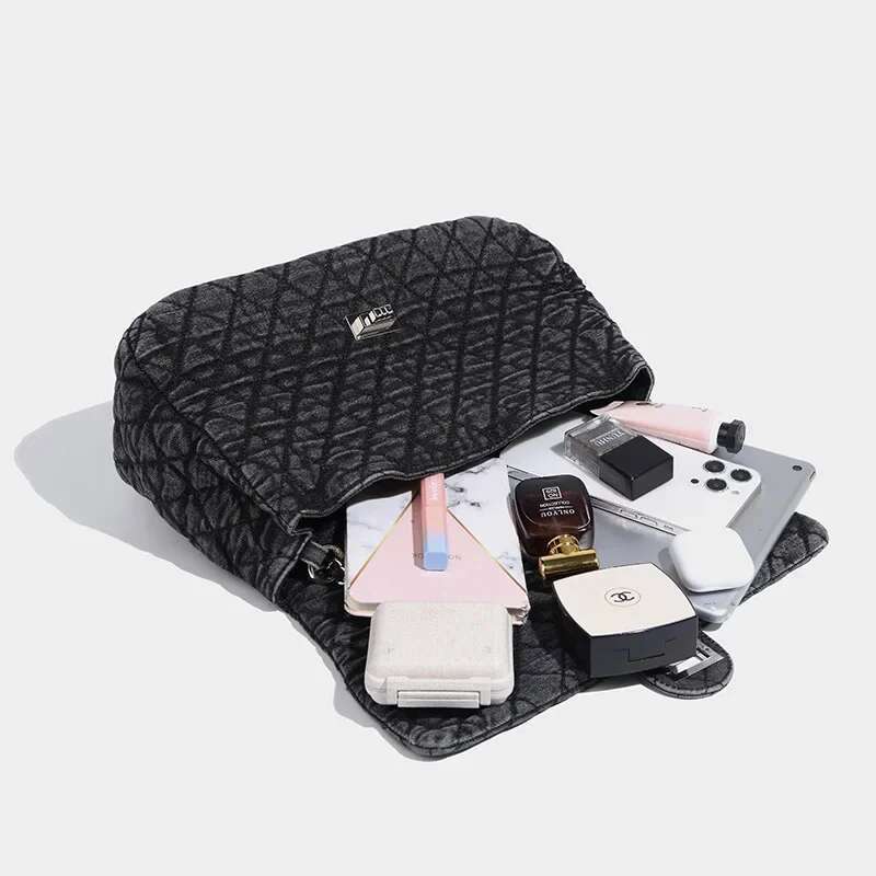 Spring Summer New Denim Travel Large Capacity Crossbody Single Shoulder Bag Fashionable Watermark Chaining