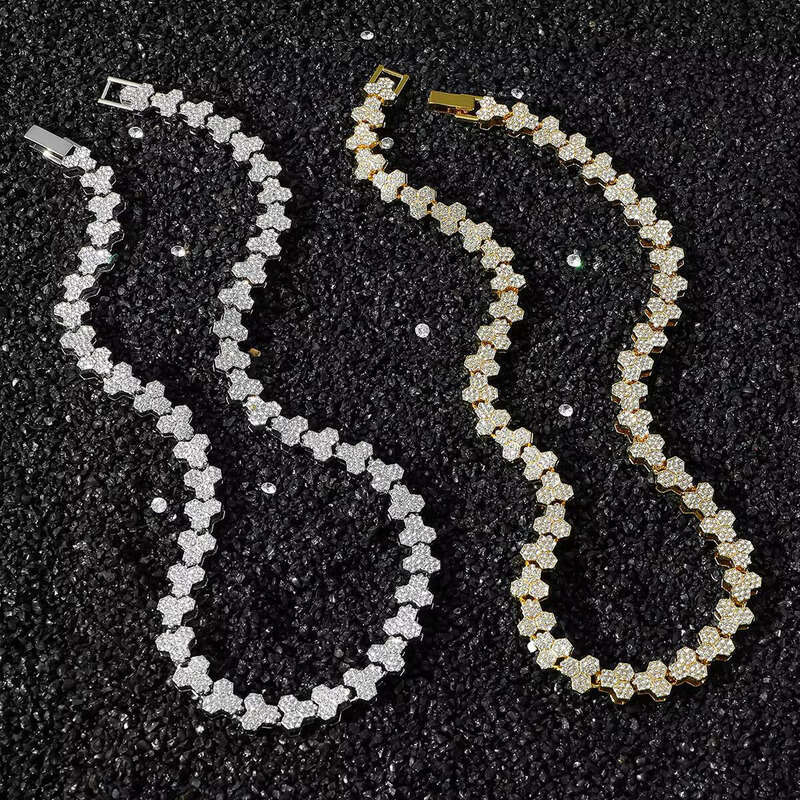 Fashion Triple Round Set Women's Jewelry Iced Rhinestone Cluster Bracelet Necklace