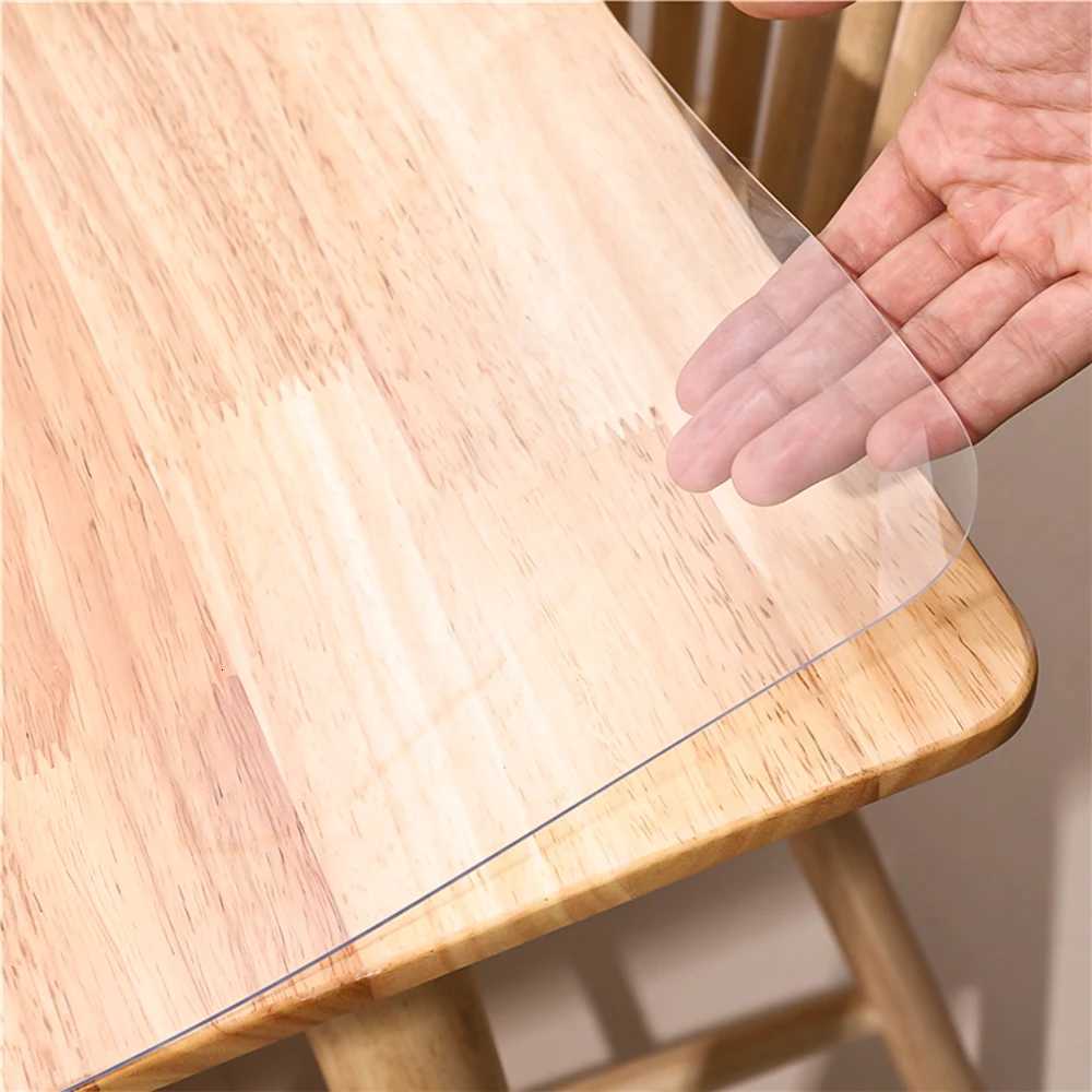 PVC transparent tablecloth with a thickness heat-resistant waterproof and oil resistant dining table mat 1pc C251122