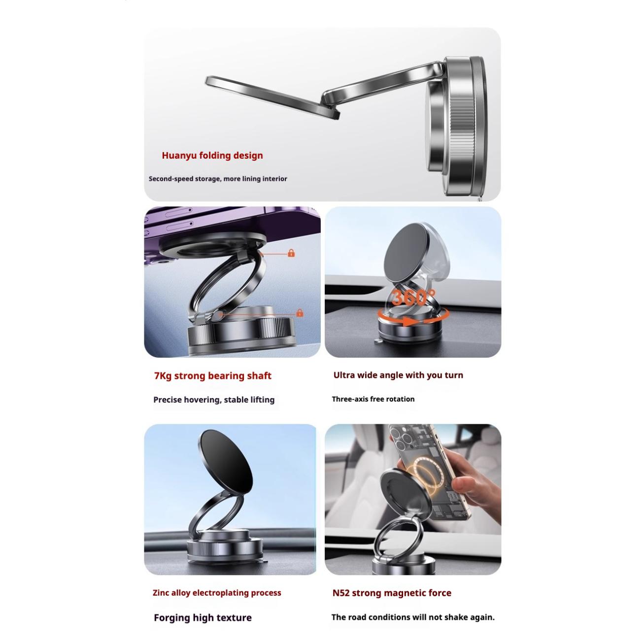 Vacuum suction cup mobile phone magnetic suction bracket 2025 new rotating universal adjustment multi-function car mobile phone holder