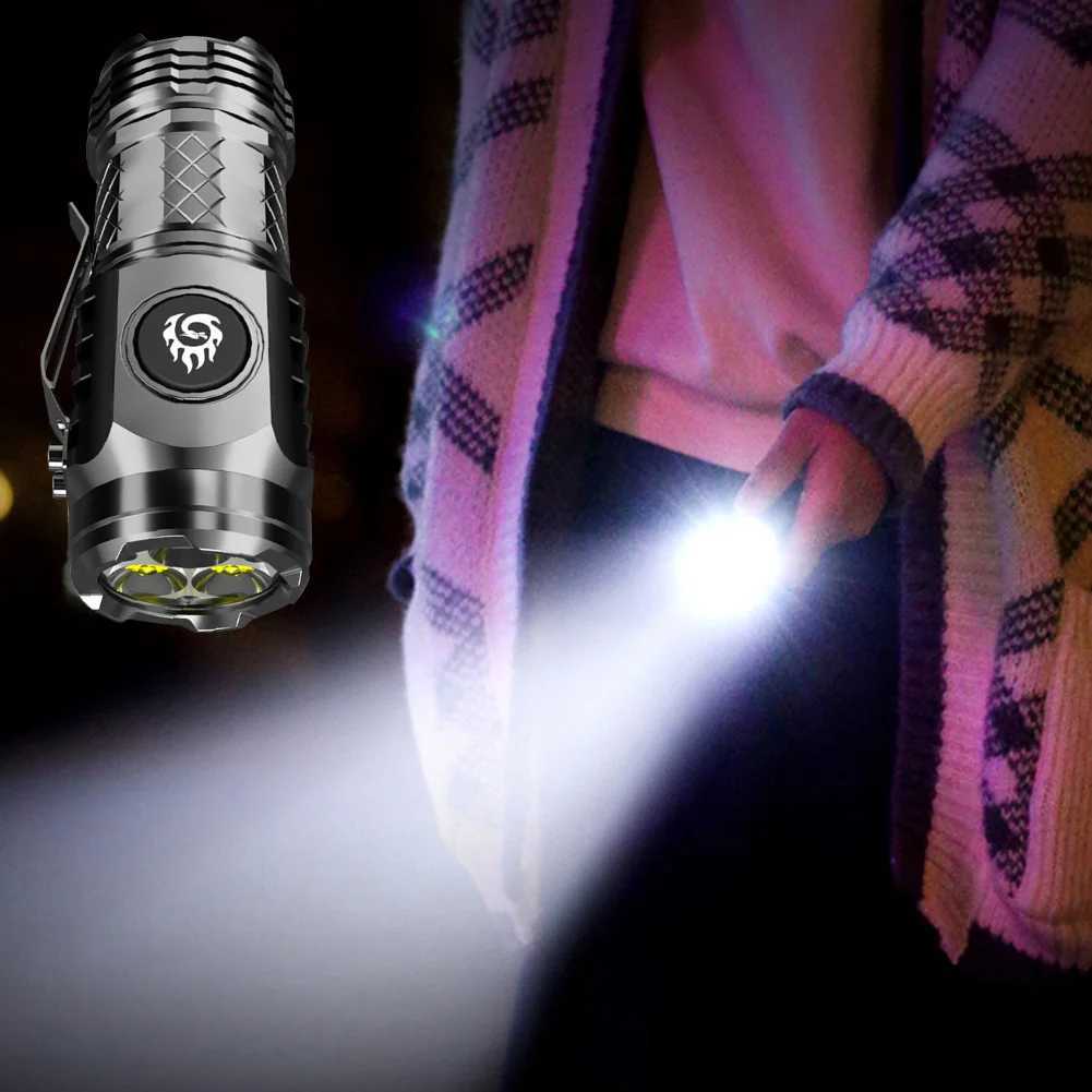 Super Bright MINI LED Flashlight USB Rechargeable Fishing Lantern Torch Powerful 3 Lighting Mode Outdoors Emergency Camping Lamp C251122