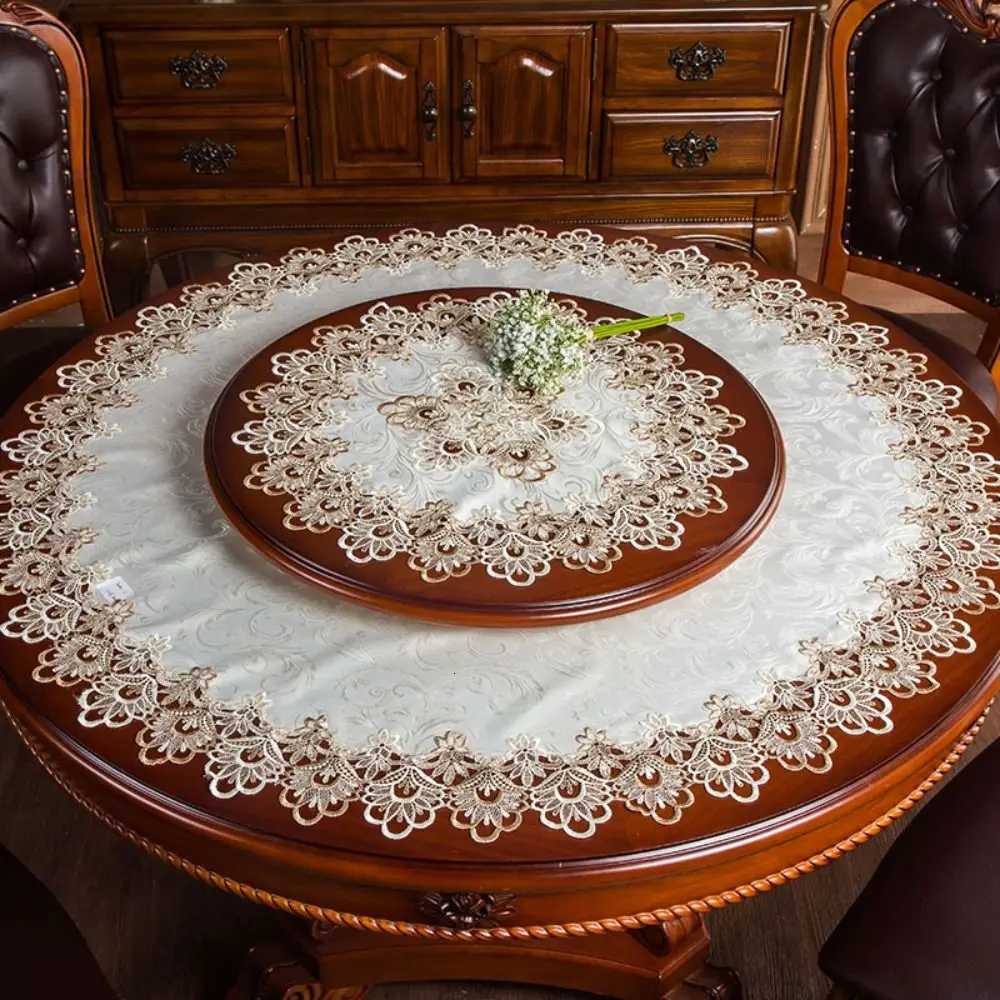 European Modern Fabric Lace Trim Hotel Restaurant Banquet Party Big Tablecloth Bedroom Balcony Small Round Table Cloth Tapete C251122