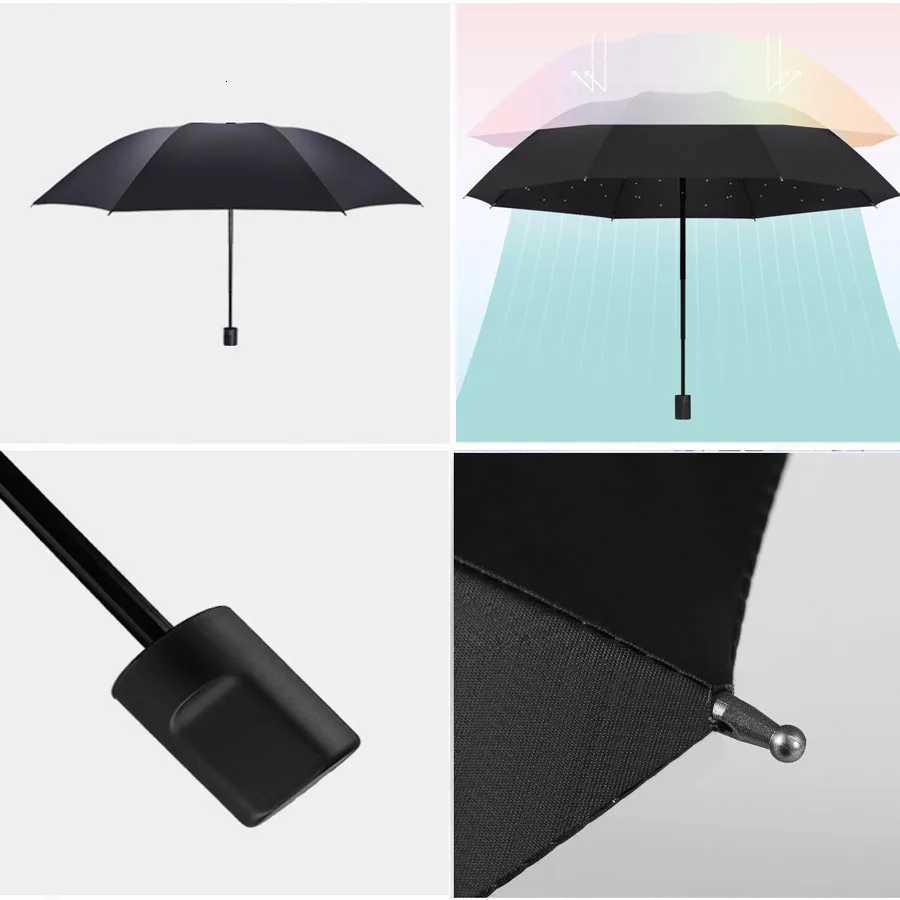 Foldable Inner Printed Small Black Umbrella Sunny And Rainy Dual-use UV Protection Umbrella Lightweight Sturdy Travel Manual UM251122