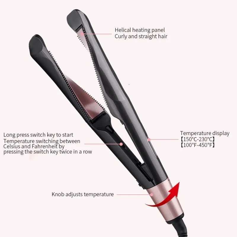 A02V- Tourmaline 3-In-1 Hair Styler-Curler Straightener Waver With LCD Display And Rotating Temperature Control EU PlugT251122