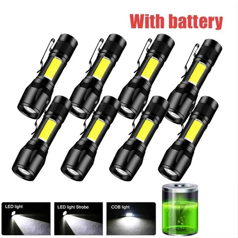 KDULIT Super Bright Mini LED Flashlight Zoomable Portable Torch USB Rechargeable Tactical Torch Camping Emergency Lantern C251122