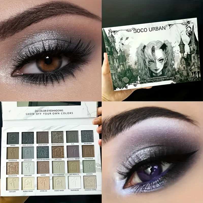 24 Color Vampire Diaries Eyeshadow Palette Dark Elf Gothic Matte Shimmer Dual Finish 12H Wear No Clumping High PigmentPerfectT251122