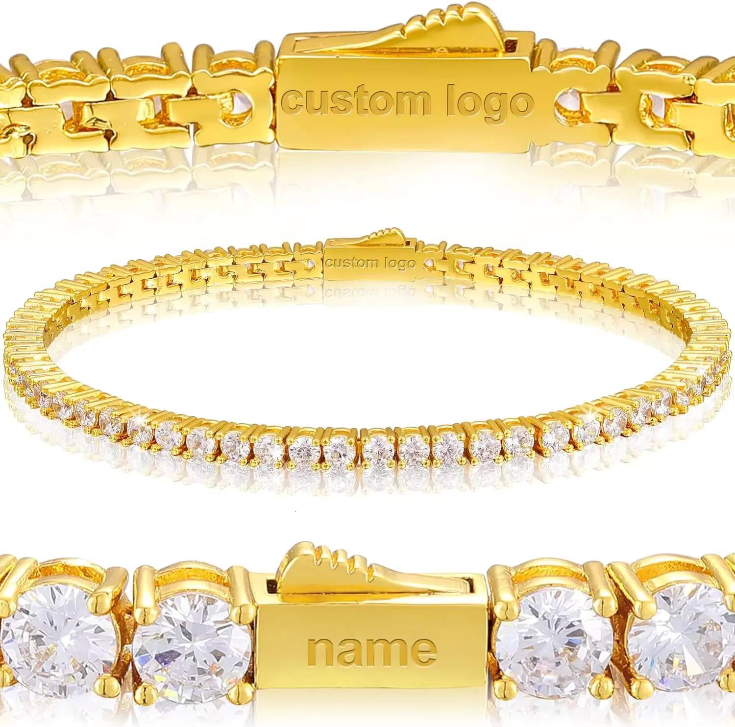 VVS Moissanite Mens Bracelet Iced Out Hiphop 5mm Gold Plated 925 Sterling Silver Dazzling Tennis Bracelet