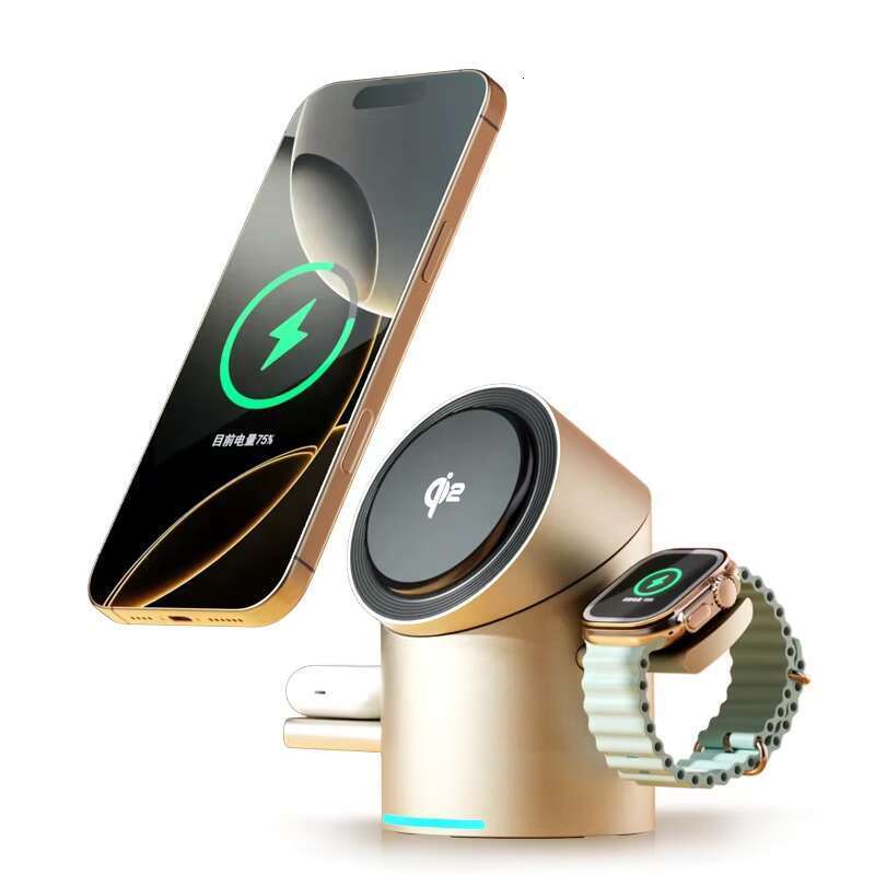 ing Aluminum Phone High Quality Automatic Touch Rotation QI23 in 1 Magnetic Folding Wireless Charger