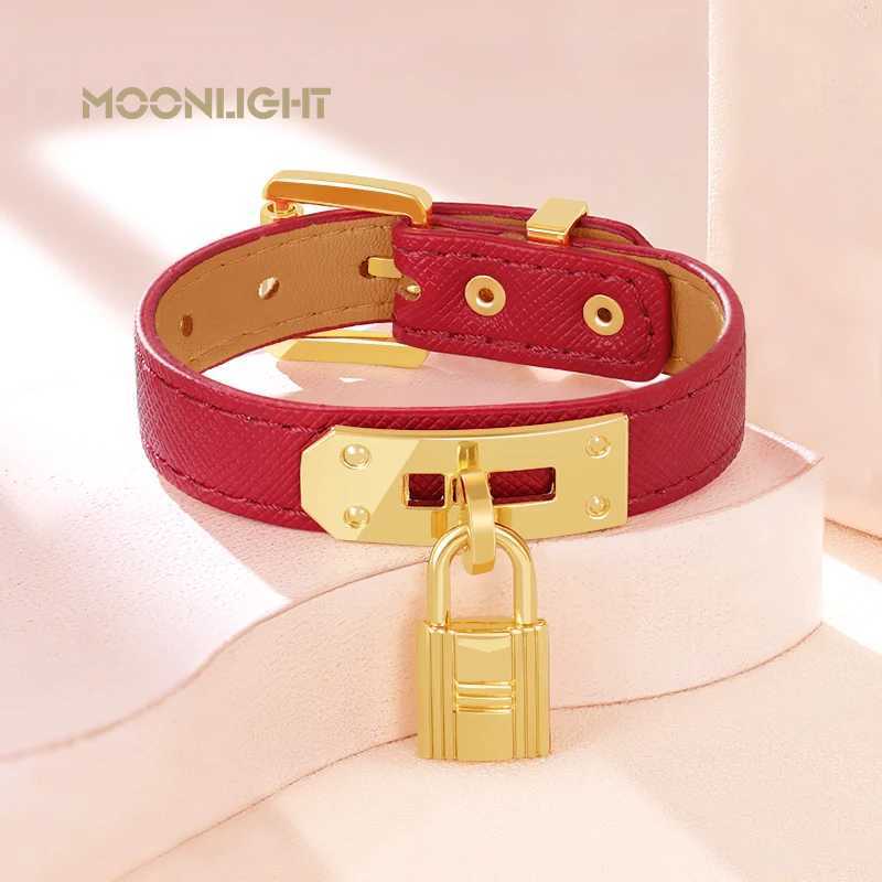 MOONLIGHT Classic Design Golden Lock Bracelets for Women High Quality Adjustable Leather Bracelet Female Jewelry Gifts 2 Colors J251122