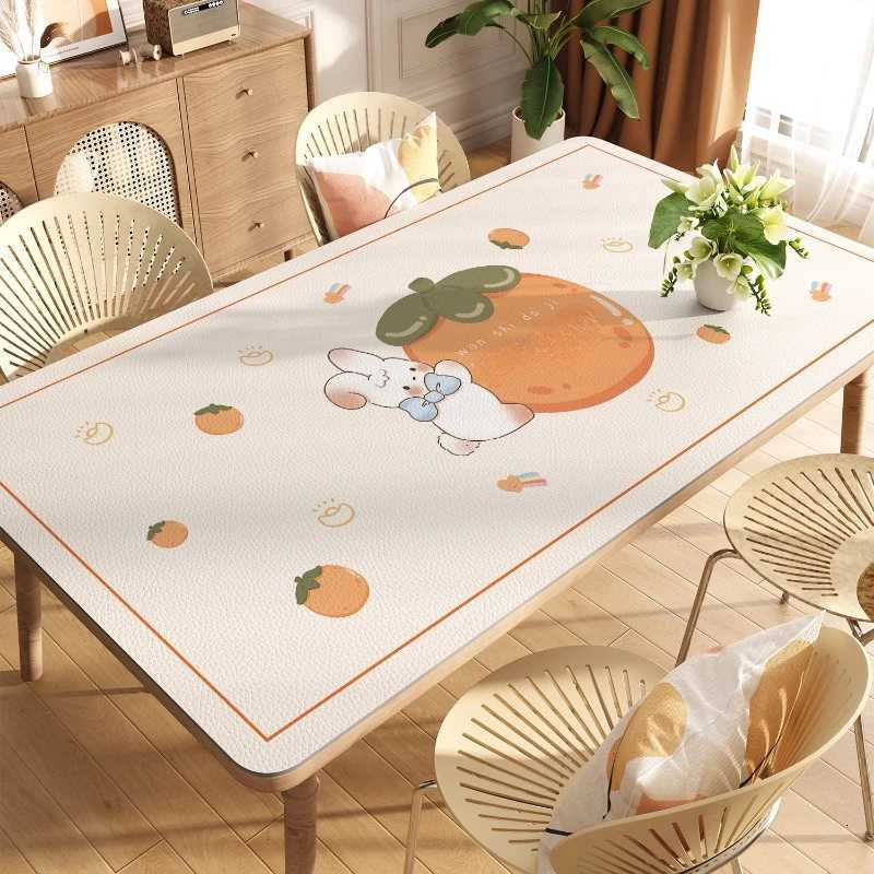 Insulated dining table mat oil resistant waterproof no wash tablecloth light luxury leather tabletop coffee table mat C251122