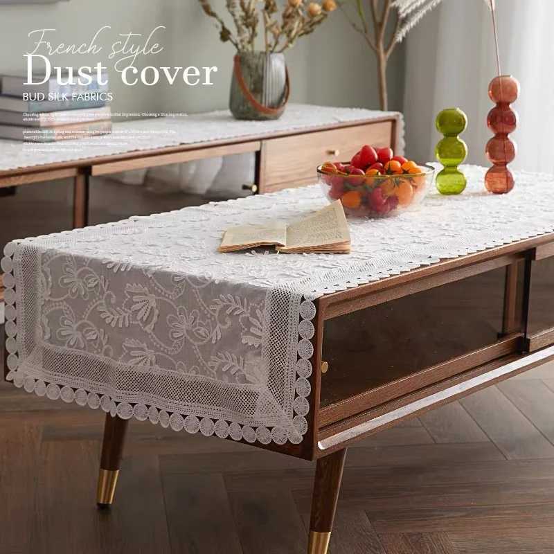 Luxury Lace Table Cloth for Living Room Bedroom Cover Table Party Table Cloth American White Embroider Table Cover Decoration C251122