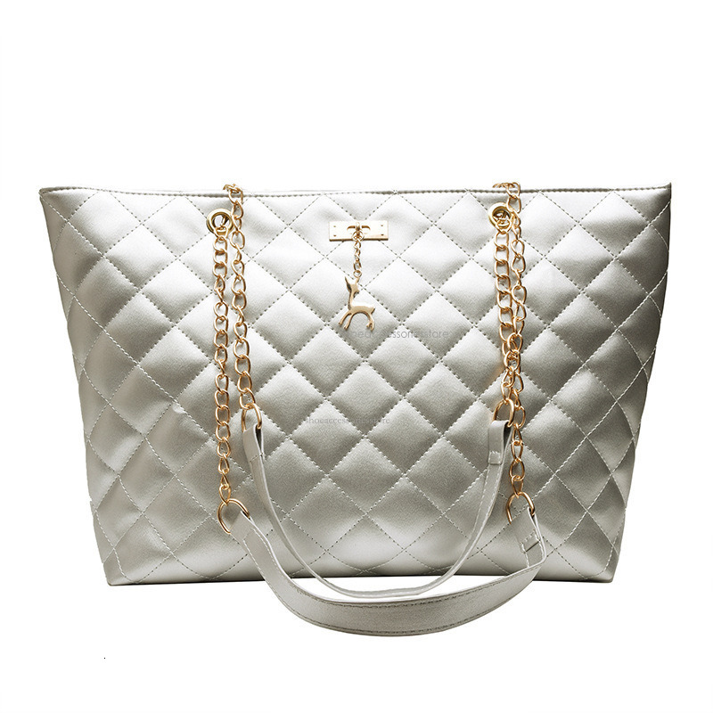 New 2025 Fashion Large Diamond Mesh Embroidery Thread And Chain Handbag Cross Shoulder Bag Women's Bag