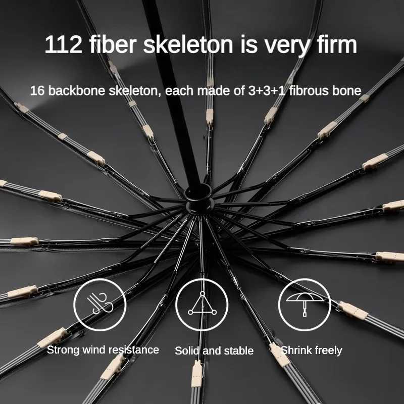 Super Strong Large Automatic Umbrella for Men Women16K 112Bone foldingWindproof Waterproof Anti-UV Rainstorm Special UmbrellasM251122