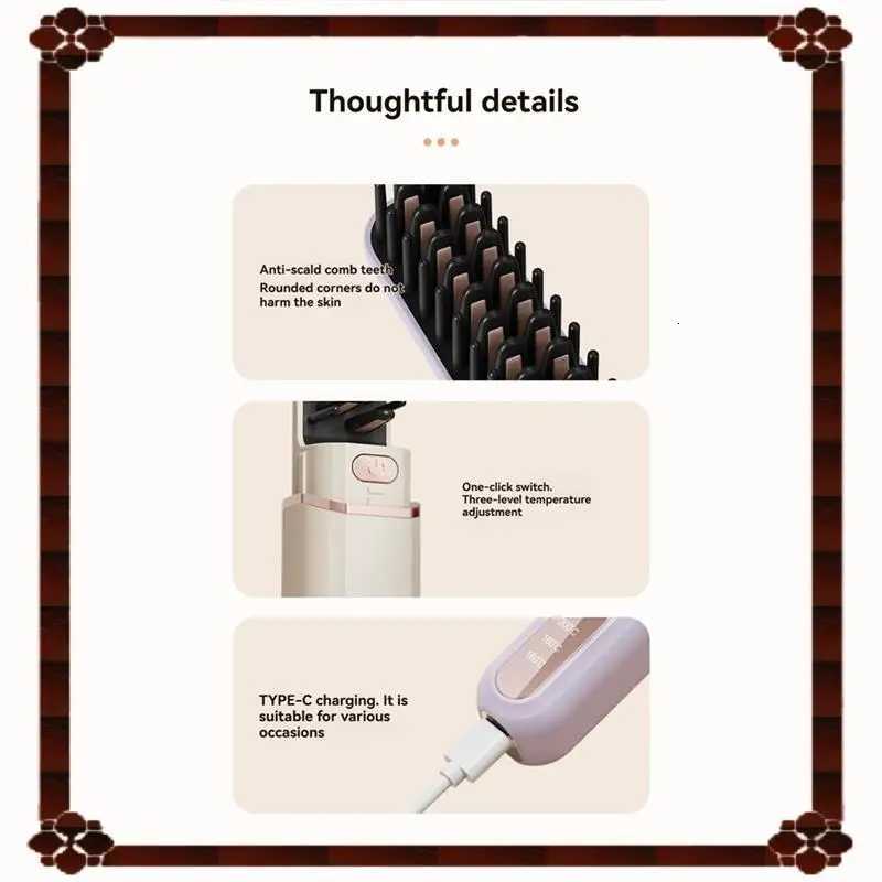 24-Hour Delivery Mini Negative Hot Comb Cordless Portable Straightening Brush Hair Straightener For WomenT251122