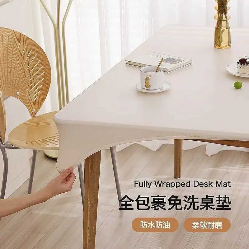 90 x 180cm Leather surface Waterproof Oil-proof Tablecloth Cover for Dining Table Square Surrounded Table Mat Elastic Protection C251122