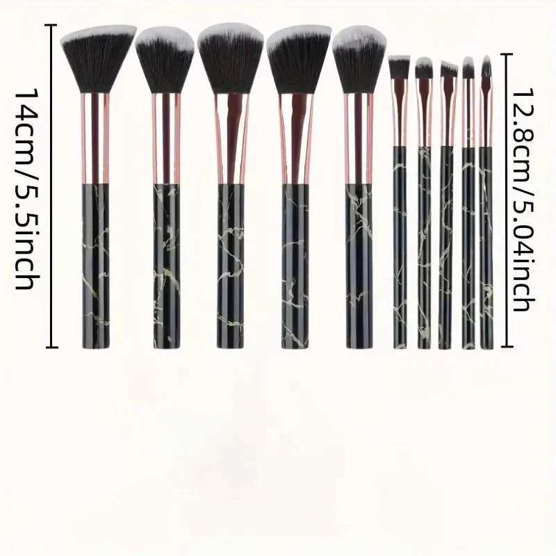 10 Pcs Marble Makeup Brushes Premium Synthetic Kabuki Foundation Blending Face Powder Blush Concealers Eye Shadows Brushes C251122