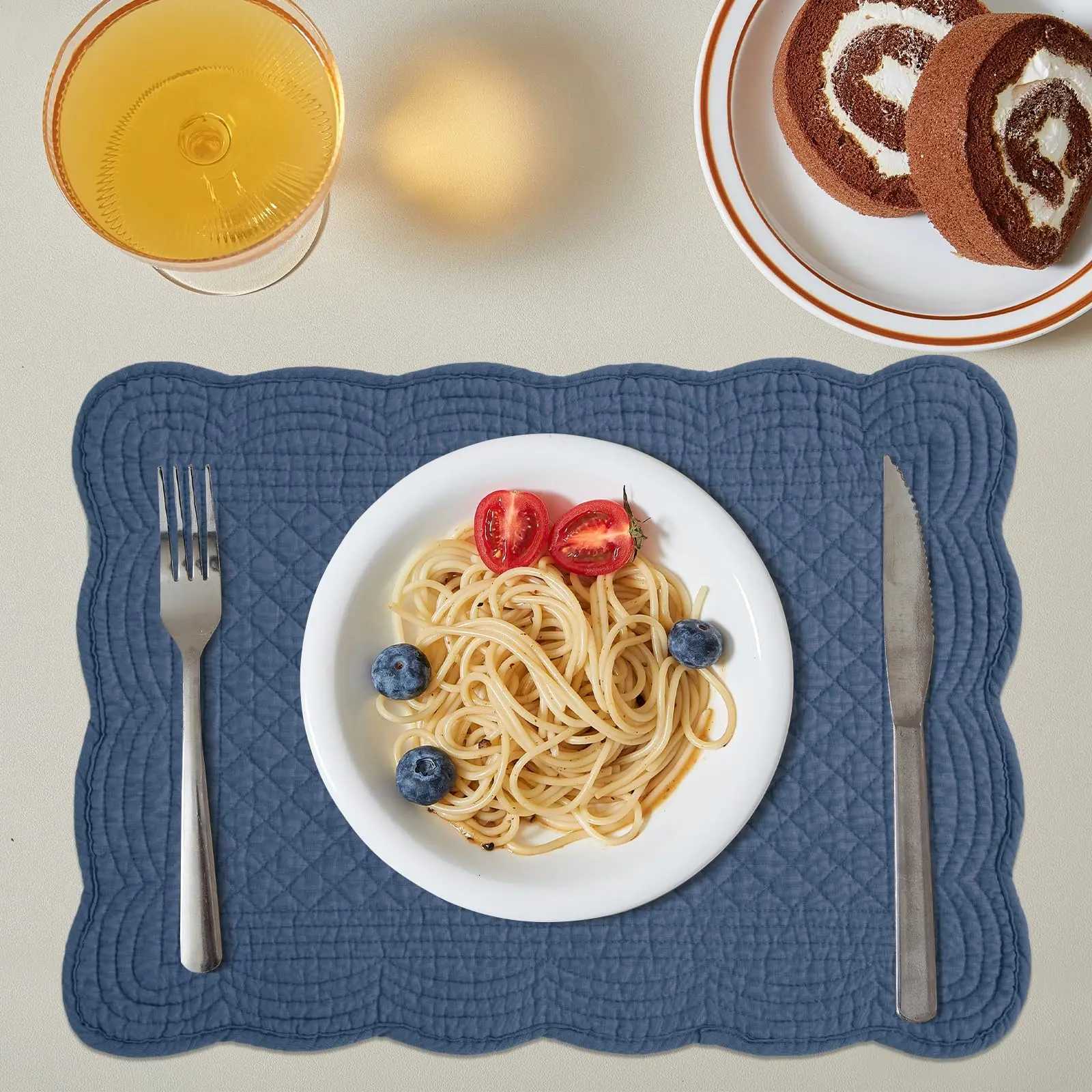 Quilted Placemats Washable-13x18 inches Rectangular Placemats for Kitchen Table-100 Cotton Fabric Rectangular Table Mats C251122