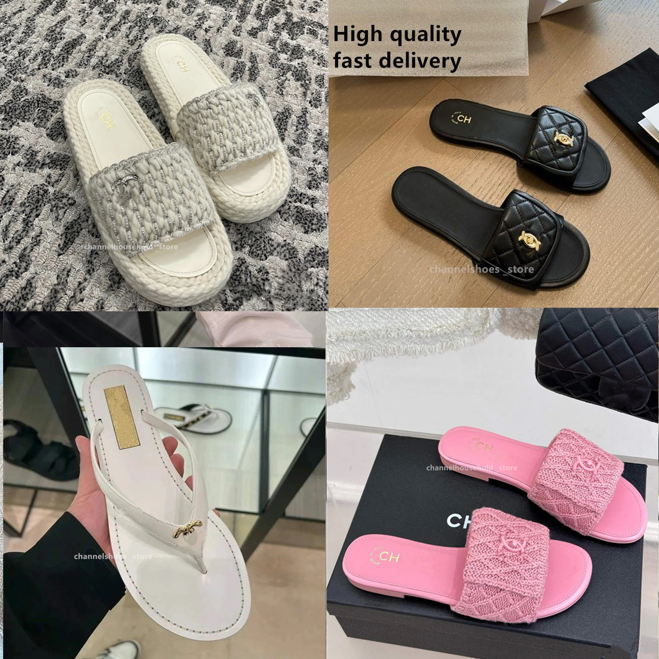 chan Luxury designer Flat Slippers Women 2025 Summer Velvet Crystal Metallic brand Shoes for Women Sandals Non-slip Bow Beach Flip-flops Slides Tories thong h