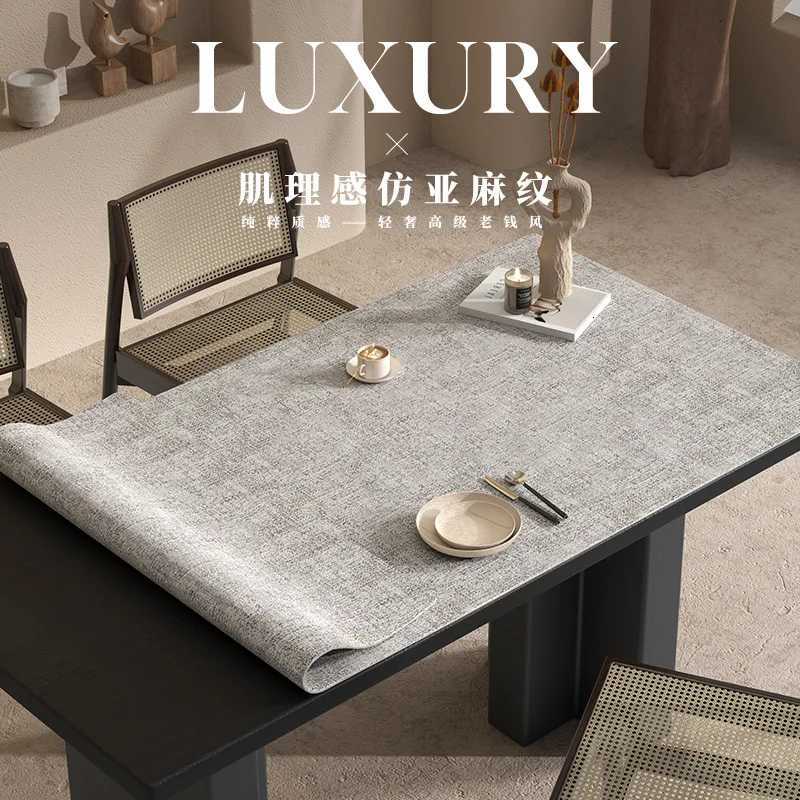 Double-sided Leather Water-proof Oil-proof Wash-free Tablecloth Heat-resistant High-grade Tea Table Dining Table Protective pad C251122
