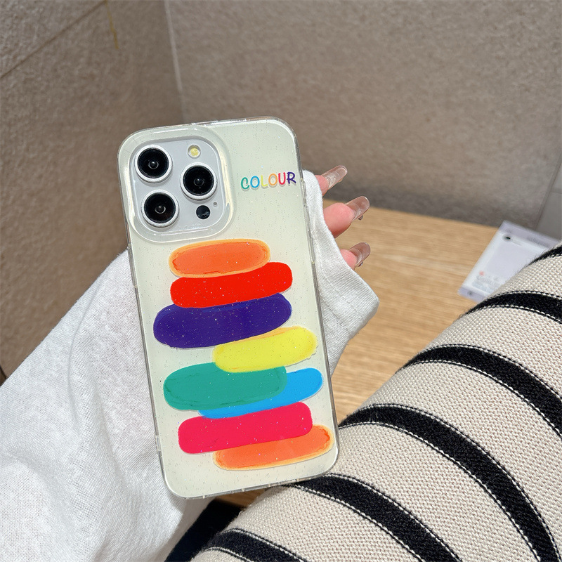 Colorful Graffiti Stacked Color Blocks Phone Case Compatible with iPhone 17 Pro Max New Creative Protective Case iPhone 16/15 Pro