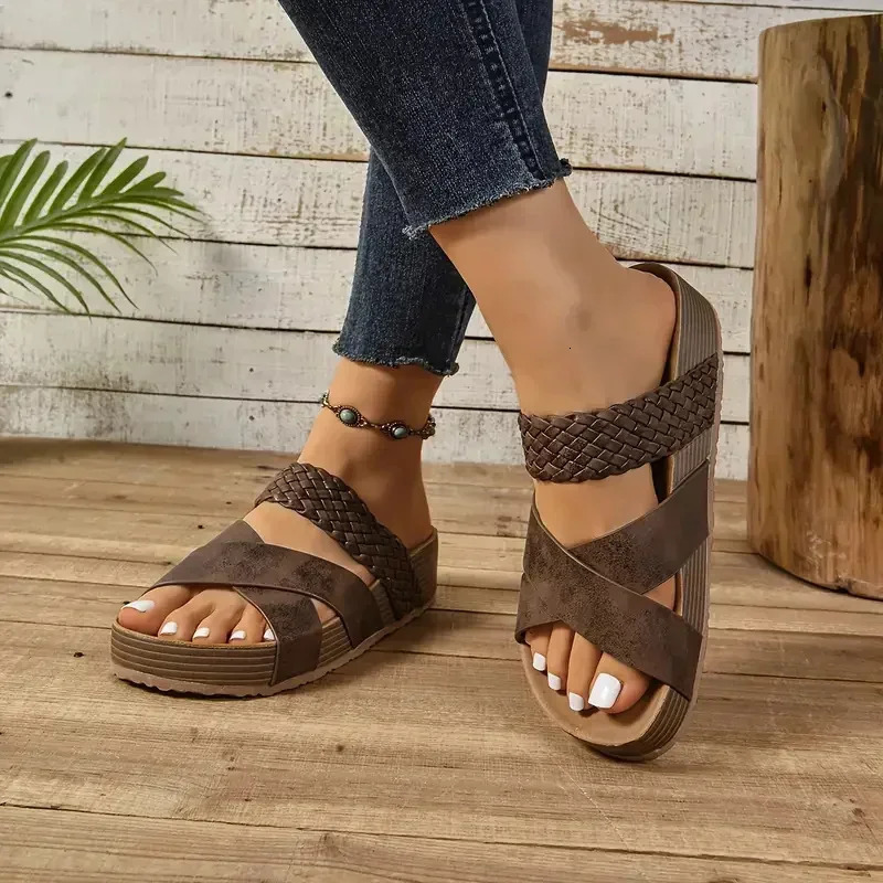 Womens Sandals Cork Flat Platform Slippers Outdoor Lightweight Shoes Summer Anti slip Trend Casual 250421BJ - view 4
