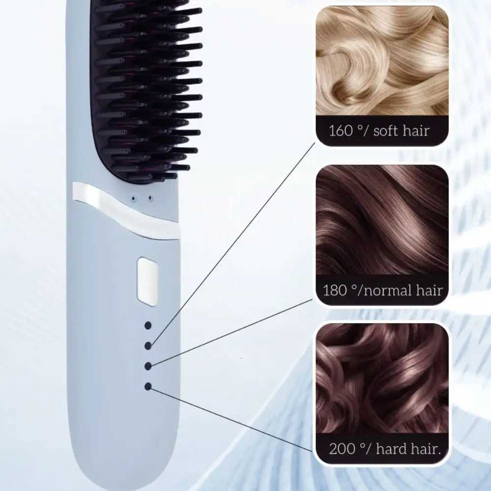 Negative Ion Heating Straightening Comb Long Lasting Straight Roll Dual-Purpose Charging Straight Hair Comb Wireless Fast HeatT251122