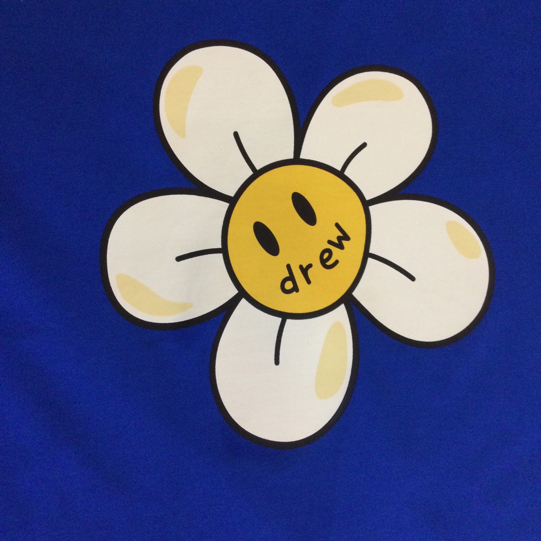 Drew House DREW HOUSE Smiling Face Short-Sleeve Floral Print American Loose-Fit Unisex Crewneck Pure Cotton T-Shirt