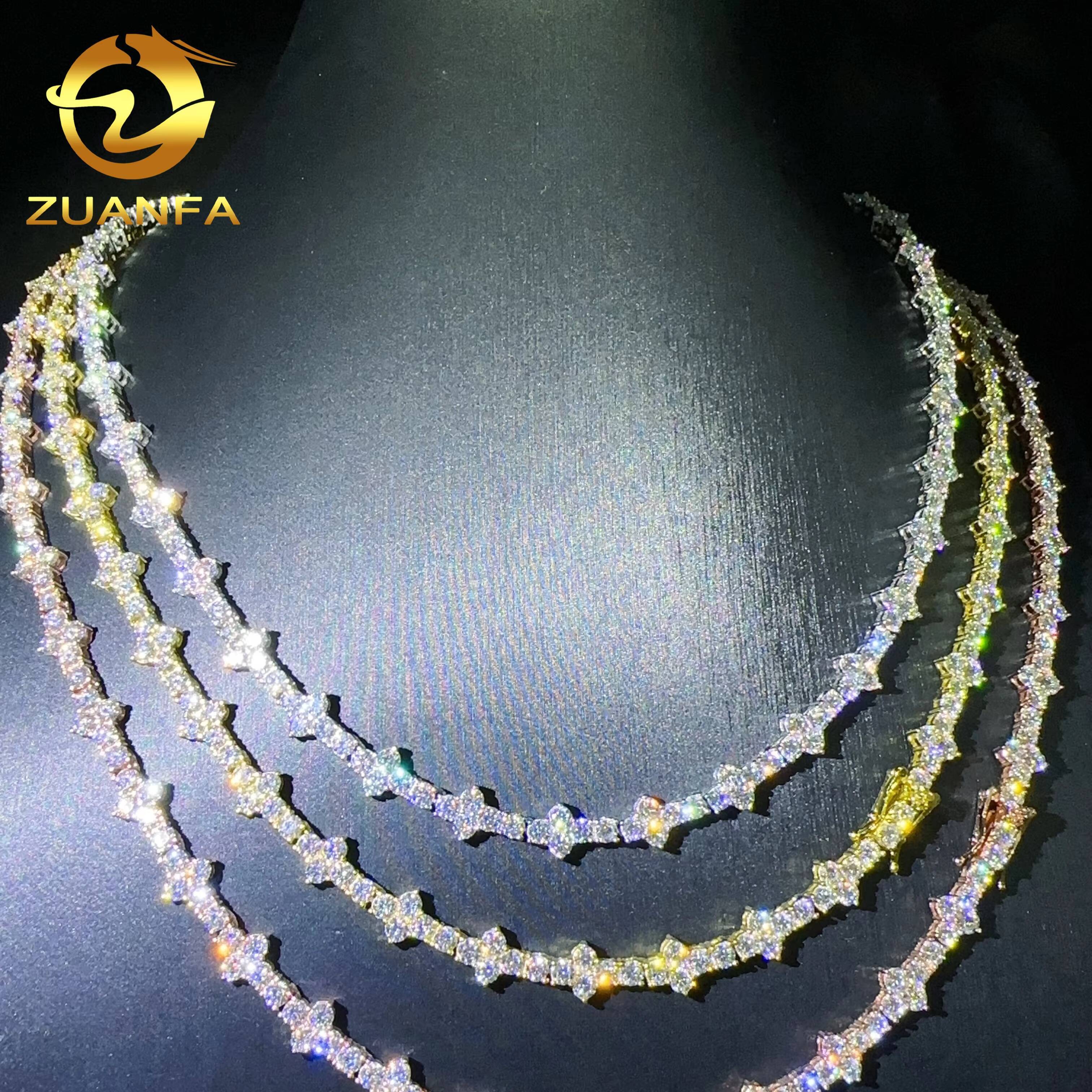 Wholesale Price 3mm Necklace Silver 925 Vvs Moissanite Lab Diamond Iced Out Hip Hop Jewelry Cross Tennis Bracelet Chain