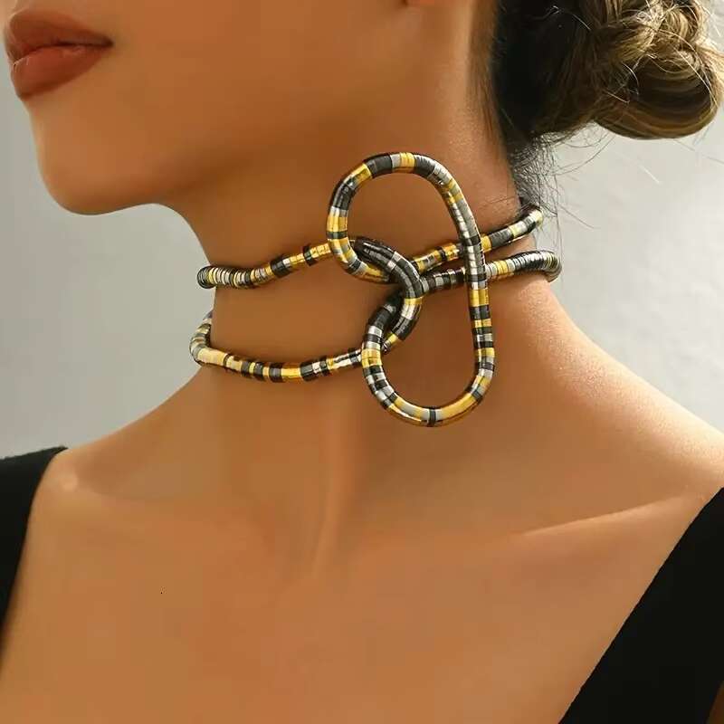 DHcollection Niche fashion casual curved winding adjustable dark style headless snake necklace for women